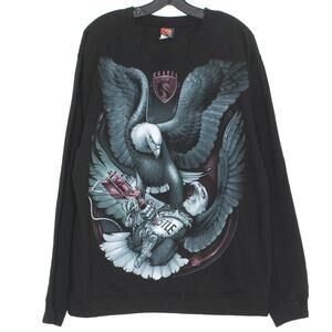 Ogabel Mens Sweatshirt Tattoo Eagle Gothic Alt Metal Streetwear Art Black XL IU